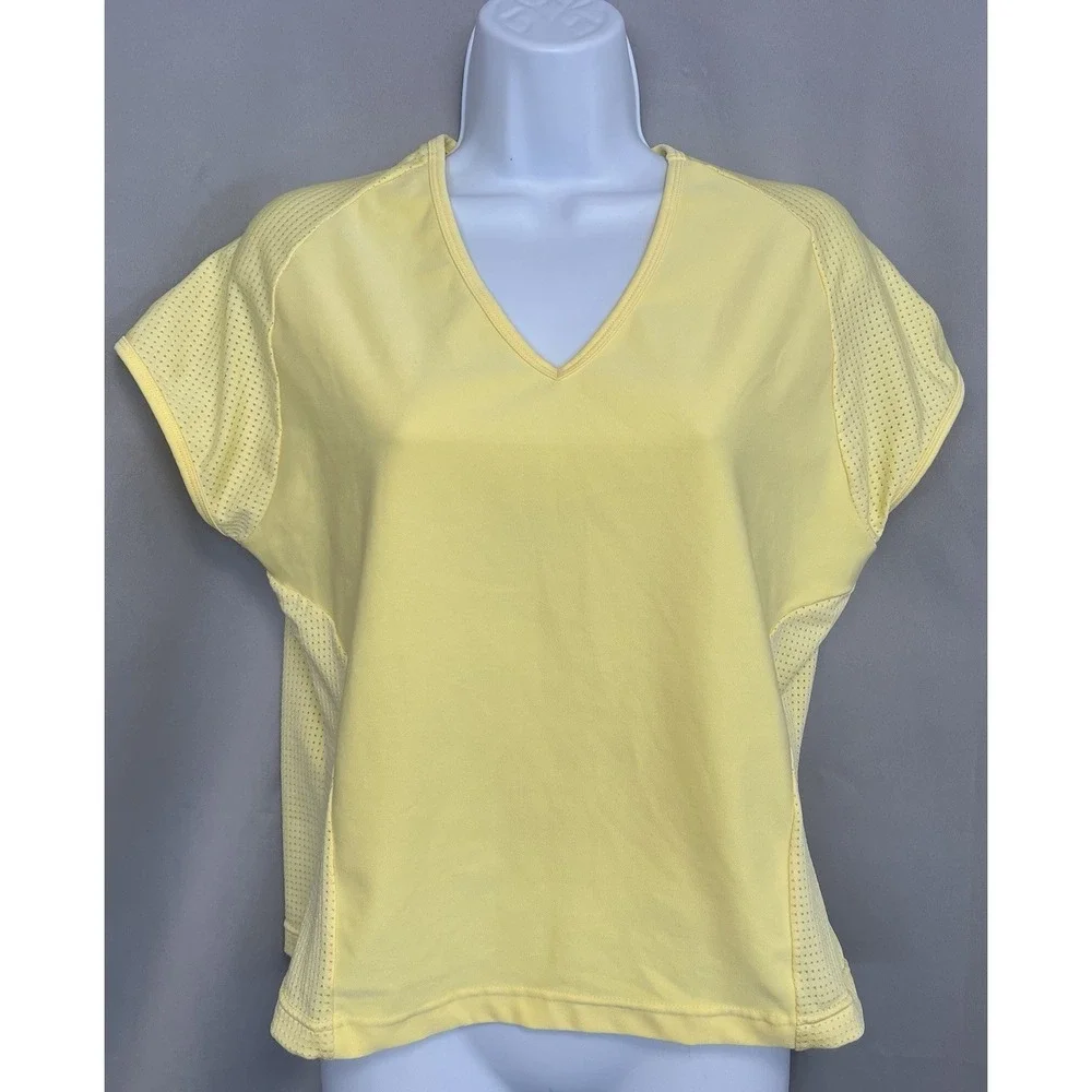 Vintage Nike Top Yellow Women's Sz Large Y2K Golf Tennis V- Neck